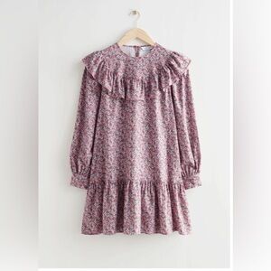 & OTHER STORIES Scalloped Embroidery Mini Dress Size 4